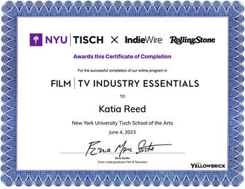 NYU Tisch Film Certificate_Katia Reed